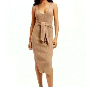 Nwt Good American Taupe Size 1 Belted Body Dress